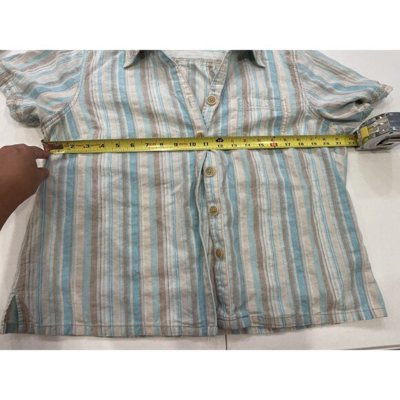 Erika Short Sleeve Button Up Shirt Embroidered Linen Blend XL Extra Large Beach - Picture 7 of 7